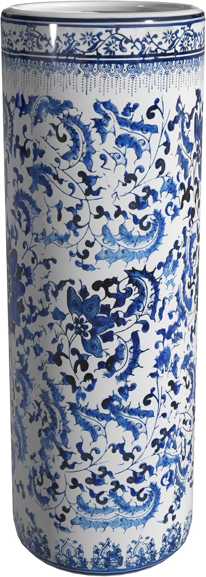 Red Lantern 24" Floral Blue & White Porcelain Umbrella Stand