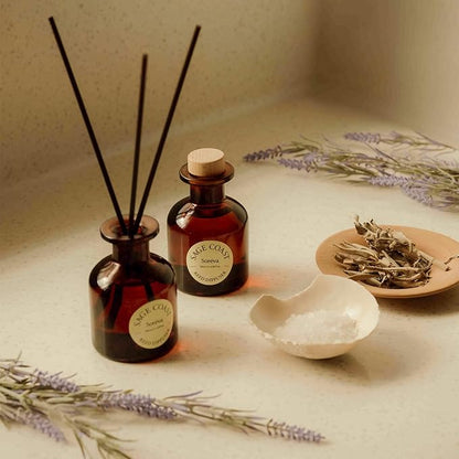 Soréva Sage and Sea Salt Reed Diffuser Set, Plant-Based Oil, Coastal Herbal & Clean Marine Scent, Long-Lasting Luxury Home Fragrance & Office Decor, Relaxing Aromatherapy Gift Set, 7 Reeds, 4.39 fl oz