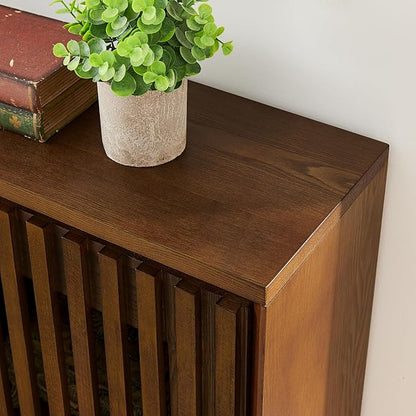 LKTART Buffet Cabinet Sideboard with Storage, Mid Century Modern Accent Credenza Cabinet with Doors & Shelves, Wood Coffee Bar Console Table for Dining Room,Kitchen,Entryway-Walnut