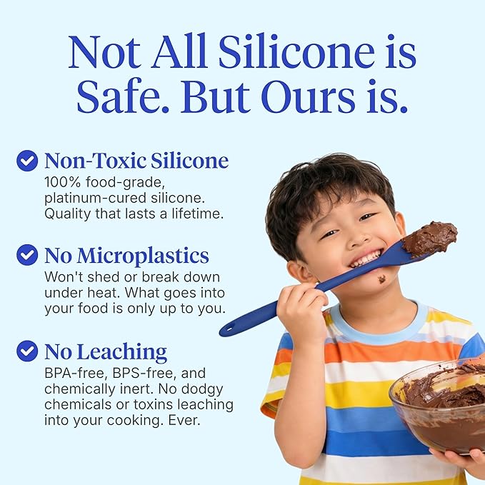 GIR 5-Piece Silicone Kitchen Utensils Set, Non-Toxic Cooking Utensils for Cooking and Baking, Heat Resistant, Food Grade, Dishwasher Safe Rubber Spatula, Ladle, Spoon - Royal Blue