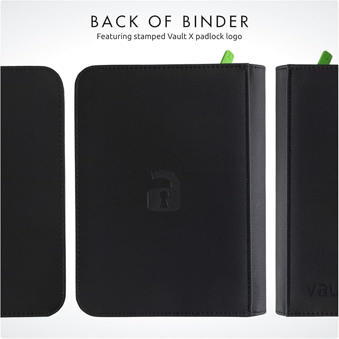 Vault X 4 Pocket Zip Binder, 160 Cards, Exo-Tec Material, 20 Side-Loading Pages (Black)