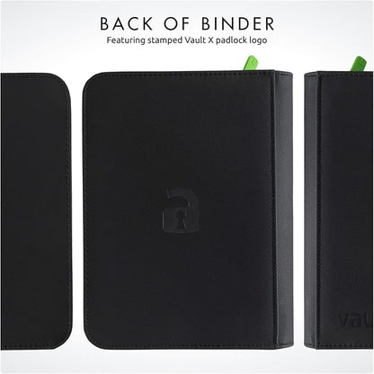 Vault X 4 Pocket Zip Binder, 160 Cards, Exo-Tec Material, 20 Side-Loading Pages (Black)