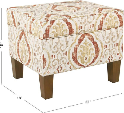 Spatial Order Square Ottoman - Burnt Orange and Cream Medallion