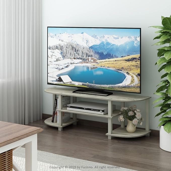 Furinno Turn-S-Tube Wide TV Entertainment Center, Sonoma Oak/White, 47. 25x13. 4x15. 9