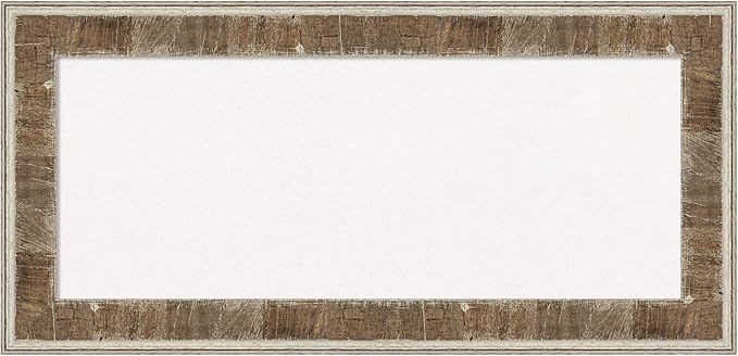 Amanti Art White Cork Board for Wall, 17x35 Vision Board with Brown Wood Frame, Medium Corkboard Office Decor for Home Organization, Country Rustic Corkboard Pinboard to Display Items for Home