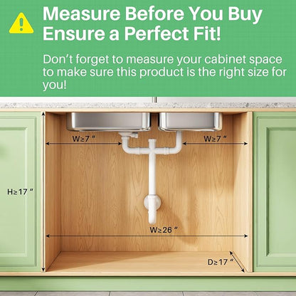 Kitstorack Under Sink Organizer, 1-Pack 3-Tier Height Adjustable Thickened Metal Pull out Cabinet Organizer Shelf, Slide out Storage Drawer Rack for Bathroom Kitchen Pantry Home Laundry Organization