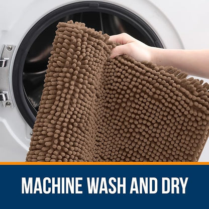 OLANLY Bathroom Runner Rugs 44x24, Extra Soft Absorbent Chenille Bath Rugs, Rubber Backing Quick Dry, Machine Washable Long Bath Mats for Bathroom Floor, Tub and Shower, Home Decor Accessories, Mocha