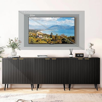 Modern Storage Cabinet, Black Sideboard and Buffet Storage, Wood Accent Cabinet for Living Room, Hallway, Entryway, Dining Room (1, Black+Gold)