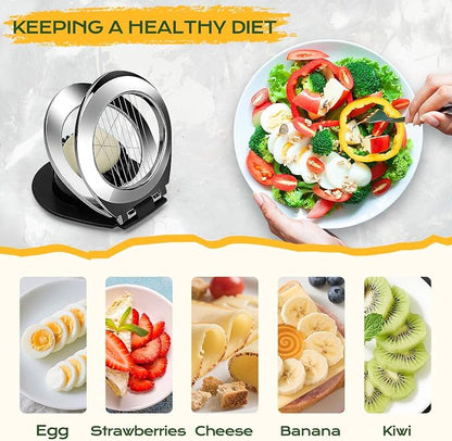 BIBURY Egg Slicer for Hard Boiled Eggs - Heavy Duty Stainless Steel Egg Cutter with 3 Slicing Styles for Eggs, Strawberries, Mushrooms - Easy to Clean & Dishwasher Safe