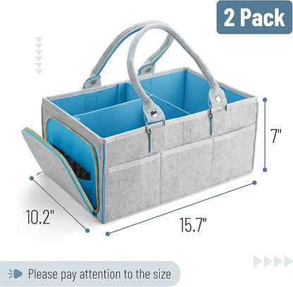 Mr. Pen- Large Baby Diaper Caddy Organizer, 2 Pack, Blue Inside, Nursery Storage Bin and Car Organizer for Diapers and Baby Wipes