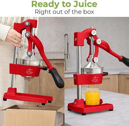 Zulay Kitchen Cast Iron Juicer - Heavy Duty Manual Juicer with Detachable Strainers for Easy Cleaning, Orange Juice Press for Citrus Fruits, Perfect for Bartenders, Juice Lovers & Health Enthusiasts