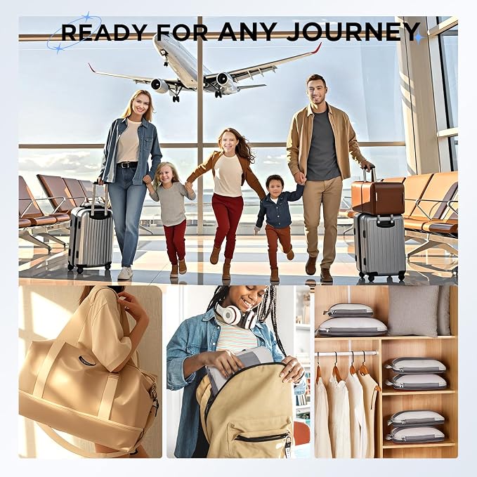 10 Set Compression Packing Cubes for Travel Essentials,Compressible Expandable Packing Cubes for Suitcase,OlarHike Luggage Garment Bags for Travel,Handy Helper for Organizing Clothes(Gray)