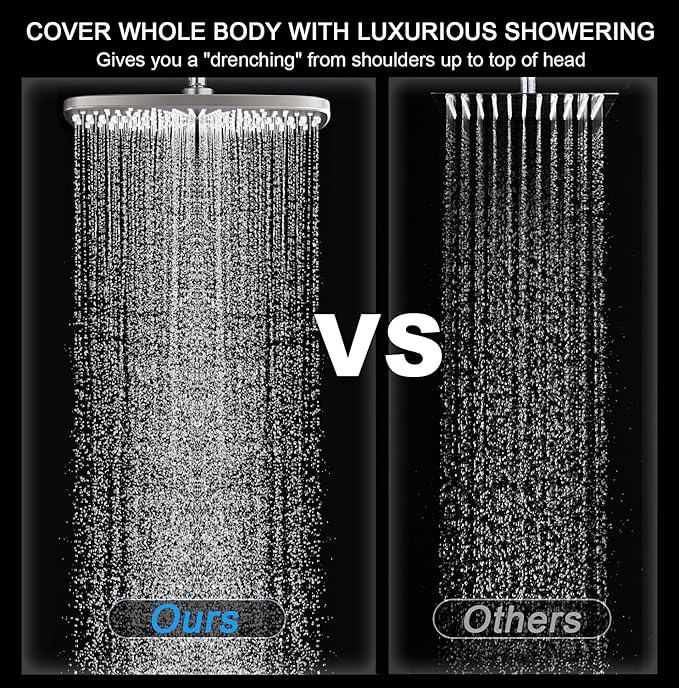 BOZYBO Rain Shower Head with Handheld: High Pressure Shower Heads with Handheld Spray Combo, 12" Rainfall Shower Head and 9 Sprays Hand Showerheads with Magnetic Docking and Power Jets, Nickel 1.75GPM