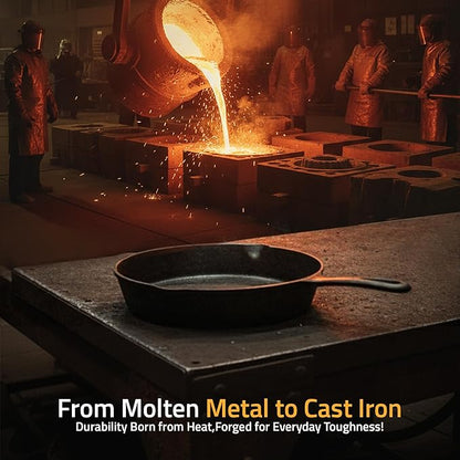 Utopia Kitchen Cast iron Skillets 3 Piece Set, Chefs Pan, Pre Seasoned Cast iron Skillets, 6, 8 & 10 Inches, Easy Use in the Oven, Stove, Grill, or Campfire, Black