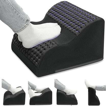 Foot Rest for Under Desk at Work, 3-Tier Foot Stool with Thick High-Density Foam and Massage Dots, Ergonomic Footrest with Washable Cover for Home and Office, Back, Legs & Hip Pain Relief (Black)