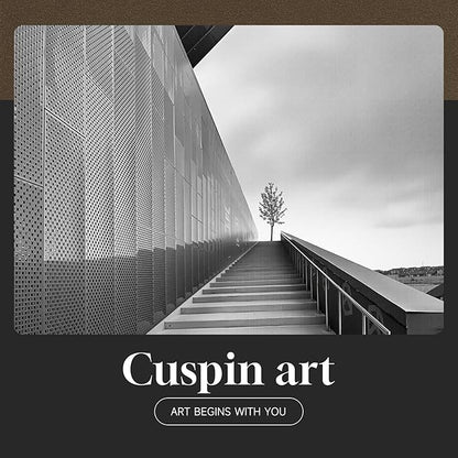 Framed Modern Black and White Wall Art, Contemporary Cityscape Photography Prints Paintings for Walls, Minimalist Geometric Architecture Pictures for Living Room Bedroom Hallway Home Decor 24x36 In