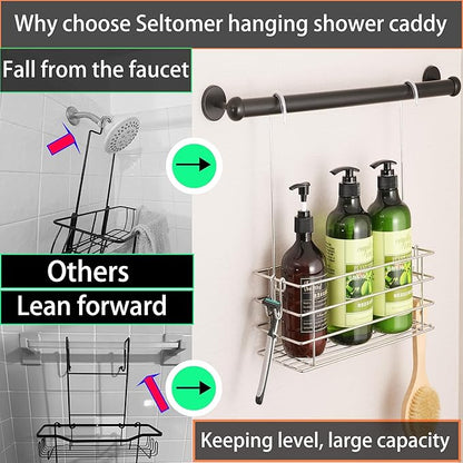 Shower Caddy Hanging Shower Rack SUS304 Stainless Steel Hanging Shower Orangizer with Hooks Over The Door, Shampoo Basket Storage (Single-Layer)