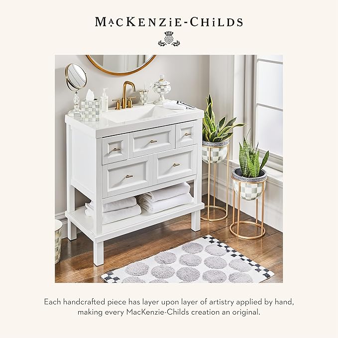 MACKENZIE-CHILDS Tissue-Box Cover, Tissue Holder for Home Decor, Gray-and-White Sterling Check, Square
