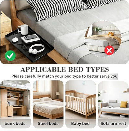 Bedside Shelf for Bunk Beds, Clip On Bed Table with Charging Cable Organizer, Floating Nightstand for Small Spaces, Dorm Room & Kids Room Essentials, Black