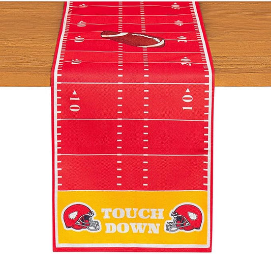 Go Team Football Table Runner Table Decorations, Touchdown Linen Table Runner for Game Day Go Team Kitchen Dining Party Supplies Decorations