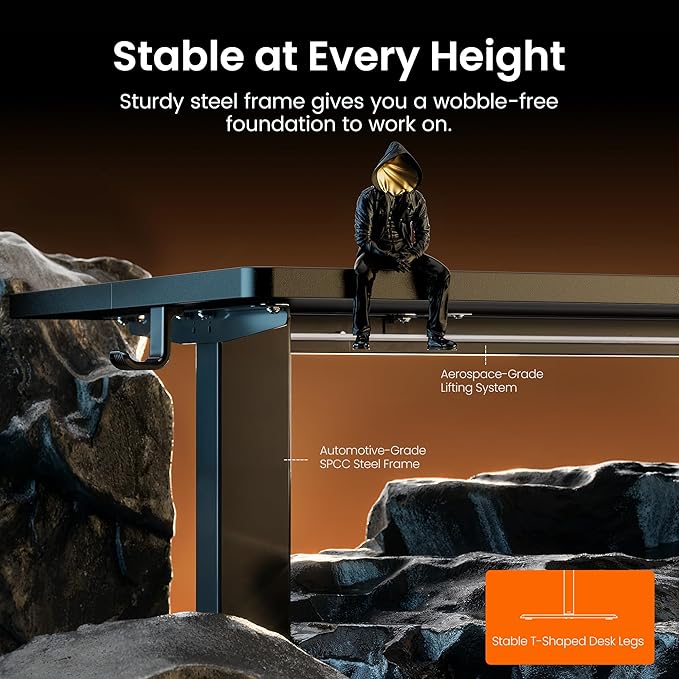 ErGear Electric Standing Desk, 44 x 24 Inches Height Adjustable Stand up Desk, Sit Stand Home Office Desk, with Two-Piece Desktop (Black)