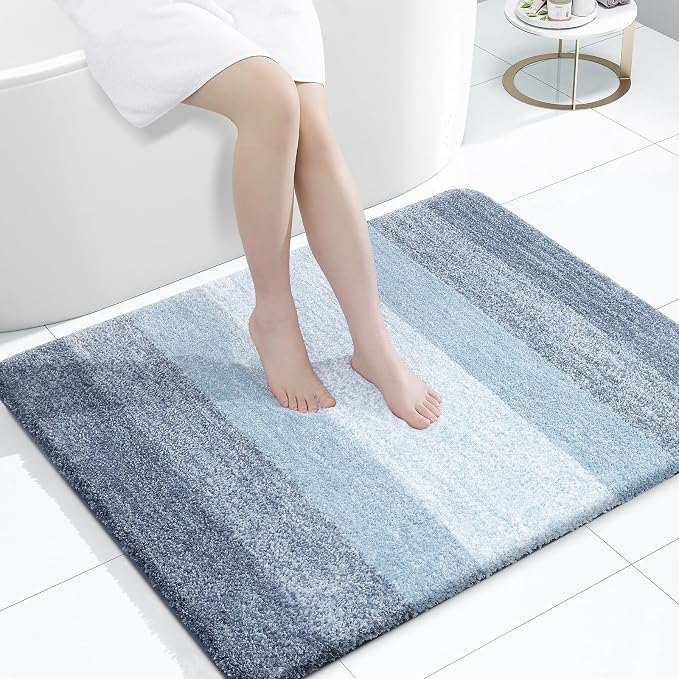 OLANLY Large Bathroom Rugs Mat 40x32, Extra Soft Absorbent Microfiber Bath Rugs, Rubber Backing, Quick Dry, Machine Washable Bath Mats for Bathroom Floor, Tub and Shower, Home Decor Accessories, Blue
