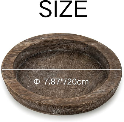 Hanobe Candle Plate Holder Tray: 7.9" Small Round Wood Decorative Candle Trays - Rustic Farmhouse CoffeeTable Decor - Candlestick Pillar Holder for Centerpiece Home Decor