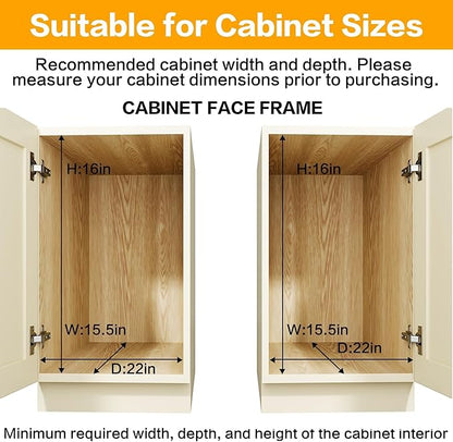 2-Tier Kitchen Cabinet Pull Out Shelf and Drawer Organizer Slide Out Pantry Storaqe Basket in Multiple Sizes (14" W x 21" D)