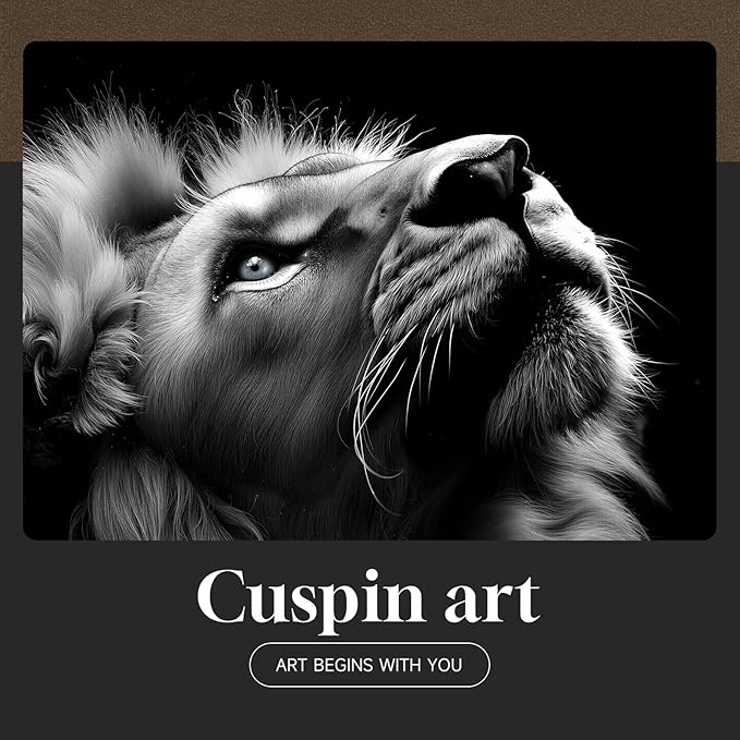 Framed Black and Gray Modern Wall Art, Contemporary Animal Portrait Prints Paintings Artwork for Walls, Minimalist Masculine Lion Pictures for Living Room Dining Bedroom Hallway Wall Decor 24x36 In