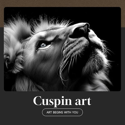 Framed Black and Gray Modern Wall Art, Contemporary Animal Portrait Prints Paintings Artwork for Walls, Minimalist Masculine Lion Pictures for Living Room Dining Bedroom Hallway Wall Decor 24x36 In