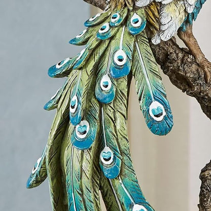 Touch of Class Ardent Peacock Realistic Table Sculpture | Elegant Decor for Bedroom, Living Room, Office Desk