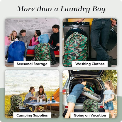 Handy Laundry XL Laundry Bag – Heavy Duty Nylon, 30" x 40", Large Capacity, Locking Drawstring Closure, Machine Washable, Durable Dirty Clothes Bag for Travel, Dorm, College, Storage – Camouflage