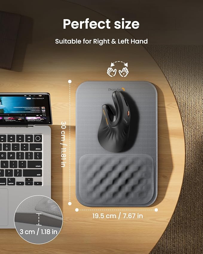 ProtoArc Ergonomic Mouse Pad with Wrist Rest, MP50 Mousepad with Massage Design, Soft Memory Foam and Non-Slip PU Base for Pain Relief, Desk, Home, Office, 12x8 Inches, Gray (Mouse Not Included)