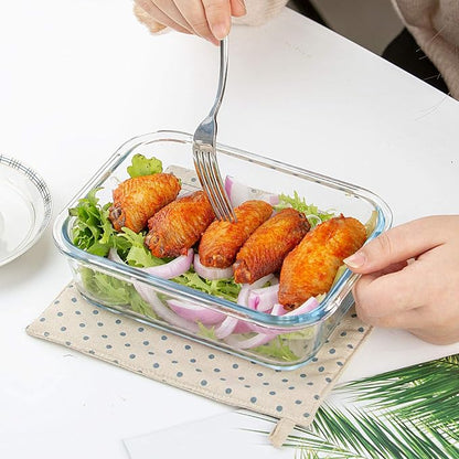 C CREST Glass Meal Prep Containers, [10 Pack] Glass Food Storage Containers with Lids, Airtight Bento Boxes, BPA Free & Leak Proof (10 Lids & 10 Containers)