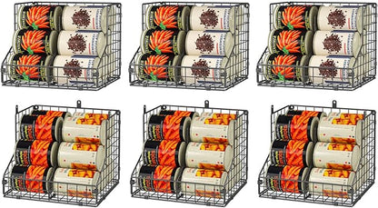 JKsmart 6 Pack Stackable Can Organizer for Pantry with Adjustable Dividers, Soda Can Organizer, Can Storage Dispenser Holds up to 84 Cans, Metal Wire Baskets Can Holder for Kitchen Cabinet Pantry
