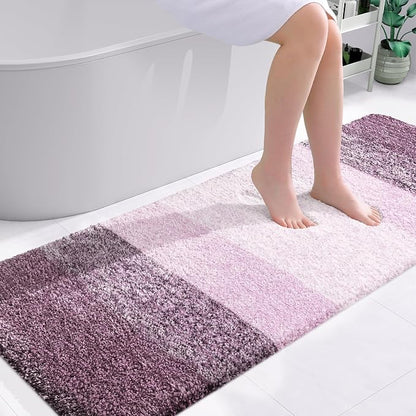 OLANLY Bathroom Runner Rugs Mat 59x24, Extra Soft Absorbent Microfiber Bath Rugs, Rubber Backing, Quick Dry, Washable Long Bath Mats for Bathroom Floor, Tub and Shower, Home Decor Accessories, Mauve