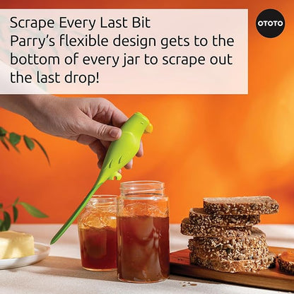 OTOTO Jar Scraper Spatula - Silicone Scraper, Cute Kitchen Accessories, Unique Fun Cooking Kitchen Gadgets for Foodies - BPA-free & 100% Food Safe (Parry)