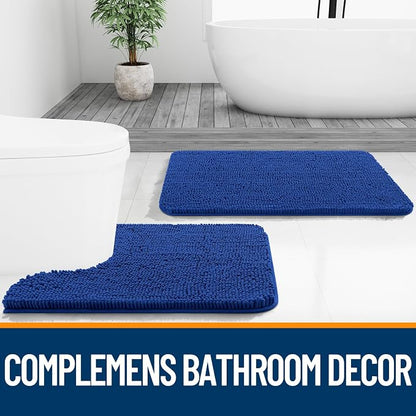 OLANLY Bathroom Runner Rugs 59x20, Soft Absorbent Chenille Bath Rugs, Rubber Backing Quick Dry, Machine Washable Long Bath Mats for Bathroom Floor, Tub and Shower, Home Decor Accessories, Royal Blue
