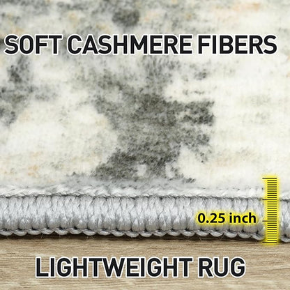 9x12 Area Rugs Washable Rug: Modern Abstract Living Room Rug Soft Anti-Skid Thin Carpet Indoor Floor Non-Shedding Carpets for Bedroom Dining Room Farmhouse Nursery Home Office Grey Brown