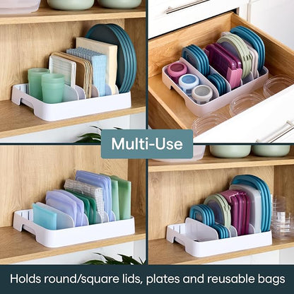 YouCopia StoraLid 24 Container Lid Organizer, Adjustable Plastic Lid Holder
