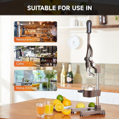 CO-Z Hand Press Juicer Machine, Manual Orange Juicer and Professional Citrus Juice Press for Orange Watermelon Pom Lime Lemon Juice Cocktail, Commercial Lemon Squeezer and Orange Crusher, Copper