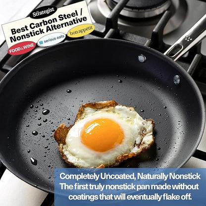 Misen Carbon Nonstick™ Frying Pan – Carbon Steel Pan, Naturally Nonstick No-Coating Surface, Ultra-Durable & Oven-Safe, Induction & Gas Compatible - 12 Inch