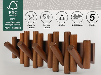 Wall Coat Rack - Wall Mounted Coats Rack - Coat Hanger Wall Mount Coat Racks - entryway Hooks Rack - Coat Rack Wall Key Holder - Wooden Coat Rack Walls Mount - Key Hooks for Walls Key Holder
