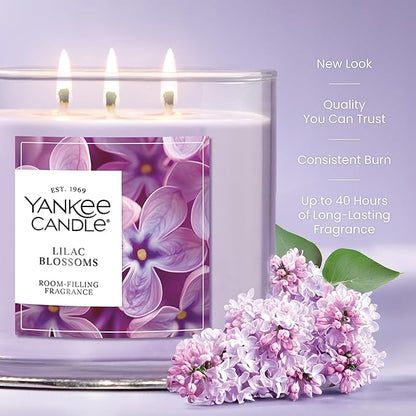 Yankee Candle Lilac Blossoms, Scented Candle, 14.5oz 3-Wick Candle Jar with up to 40 Hours Burn Time, Giftable