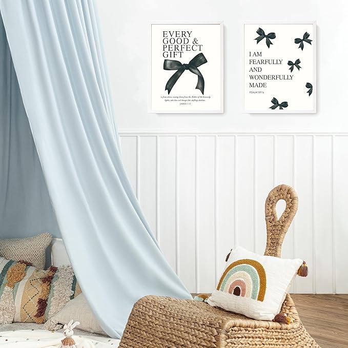 LARTSFRO Coquette Black Bow Christian Gifts Wall Art Decor Posters for Women, Black Bow Bible Room Bedroom Bathroom Dorm Wall Art Decor Aesthetic for Teen Girls Gifts, Inspirational Bible Verses Bow Wall Decor, 10x8 Inch Set of 4 Pcs Bow Pictures (UNFR...