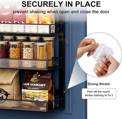 Over the Door Pantry Organizer 6 Tier Hanging or Wall Mounted Spice Rack with Adjustable Basket,Heavy Duty Metal Seasoning Organizer Shelf for Kitchen Pantry and Bathroom