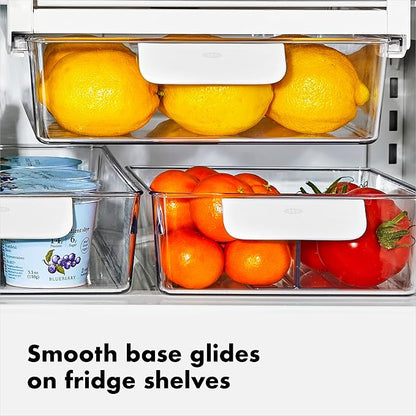 OXO Good Grips Fridge Organization Bin 8 in x 10 in - for Deli Meats, Cheeses, Loose Fruits and More (Pack of 4)