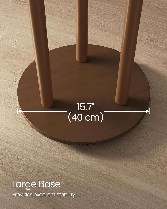 VASAGLE Freestanding Coat Rack Stand, Coat Tree with 11 Hooks, 3 Shelves, 4 Removable 360° Swivel Wheels, Wooden Hooks and Poles, for Entryway, Bedroom, Living Room, Walnut Brown URCR023K01