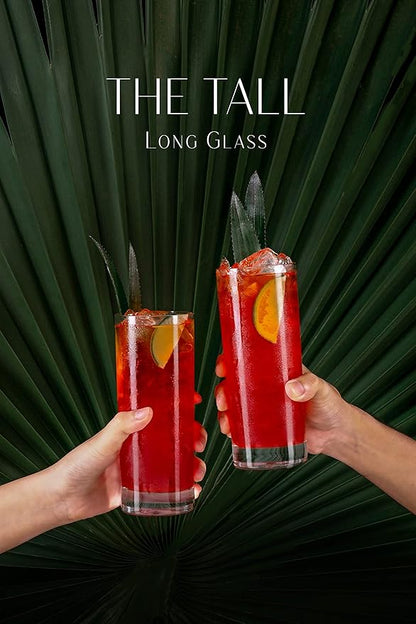 LEMONSODA Premium Highball 12oz/15oz Glass Sets - Elegant Tom Collins Glasses - Tall Water Drinking Glasses - Bar Glassware for Mojito, Whiskey, Cocktail (15oz, Set of 6)