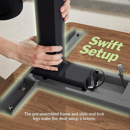 Vari ComfortEdge 60x30 Inch Adjustable Electric Standing Desk – Sit Stand VariDesk with Memory Presets, Sloped Edge, 200 LB Capacity + Tool-Free Assembly (Walnut/Black)